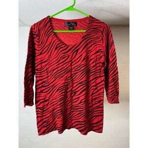Brandon Thomas Red Zebra Sweater Small